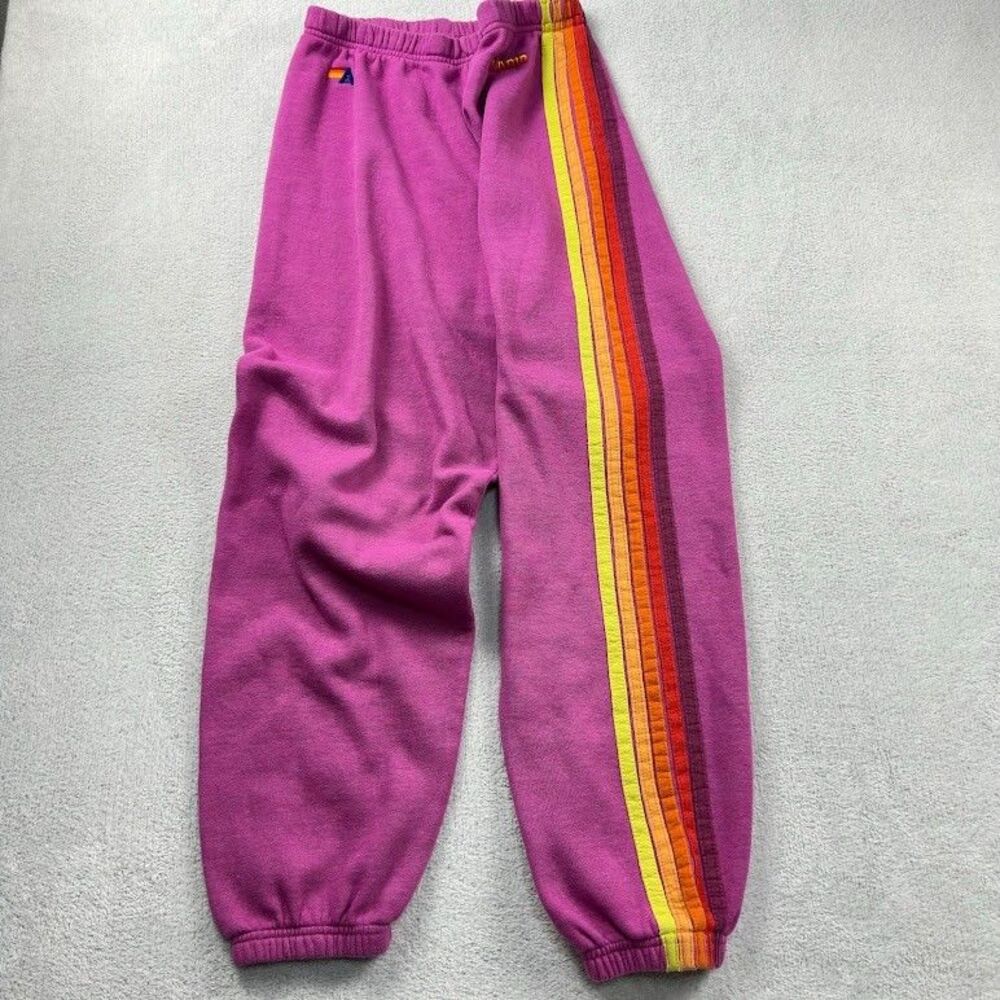 Aviator Nation 5 Stripe Sweatpants Joggers Pink USA XL Streatwear Lounge Unisex